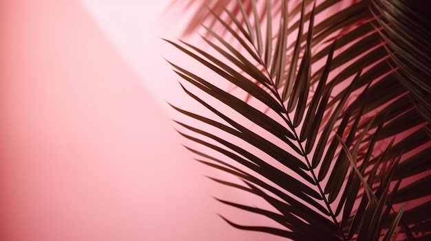 Blurred shadow from palm leaves on the pink wall Empty wall background for product presentation Sp