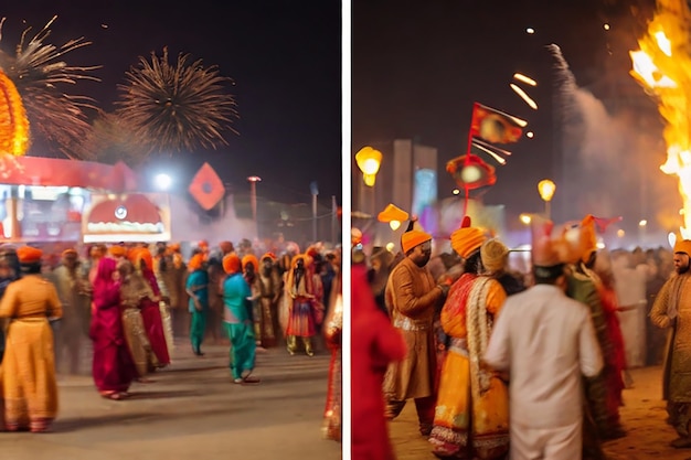 Blurred snaps of Lohri festival celebration at Gurugram India on 13 Jan 2025