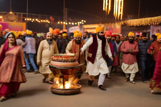 Photo blurred snaps of lohri festival celebration at gurugram india on 13 jan 2025