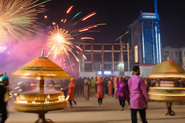 Photo blurred snaps of lohri festival celebration at gurugram india on 13 jan 2025