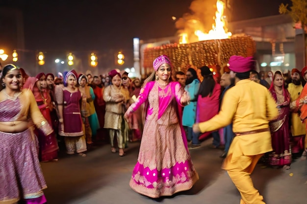 Blurred snaps of Lohri festival celebration at Gurugram India on 13 Jan 2025