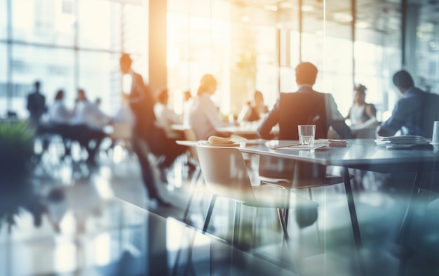 Blurred soft of people meeting at table business people talking in modern office