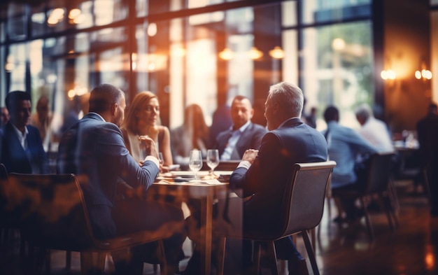 Blurred soft of people meeting at table business people talking in modern office