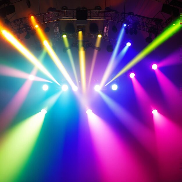 Blurred stage with colorful spotlights generated by ai