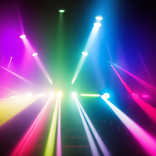 Blurred stage with colorful spotlights generated by ai