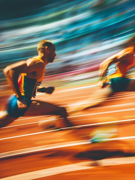 Photo blurred start in athletics sprint