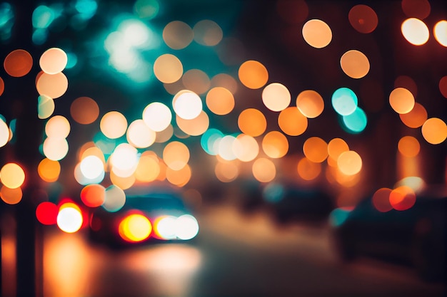 Blurred street lighting background like bokeh Generative AI