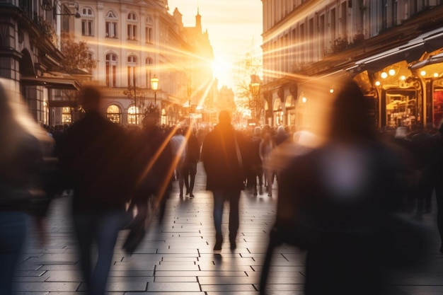 Blurred street scene in city