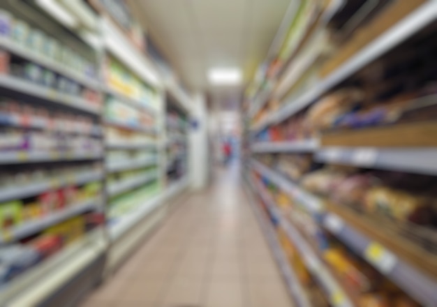 Blurred supermarket aisle