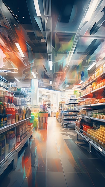 Blurred Supermarket Interior Defocused