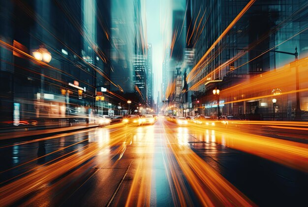 blurred traffic in the city at night