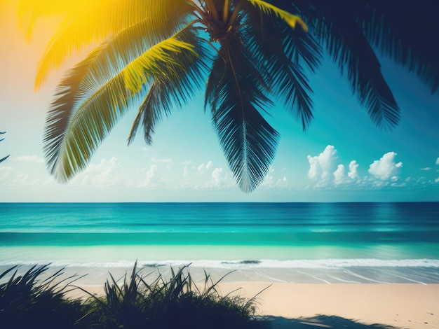 Blurred tropical beach background Summer vacation ai generative