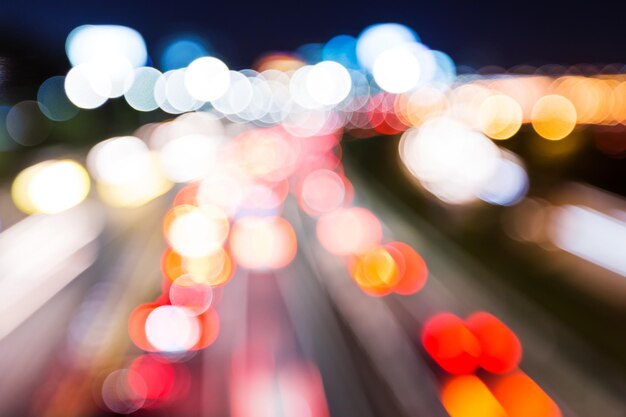 Blurred unfocused highway view at night