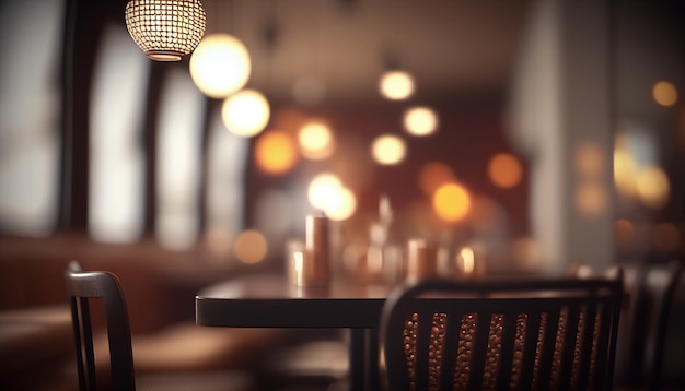 Blurred and unfocused restaurant table setting with cutlery background Generative AI