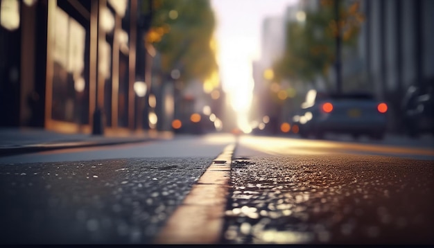 Blurred and unfocused street road background Generative AI