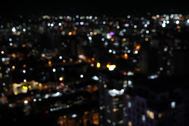 Blurred view of cityscape at night Bokeh effect