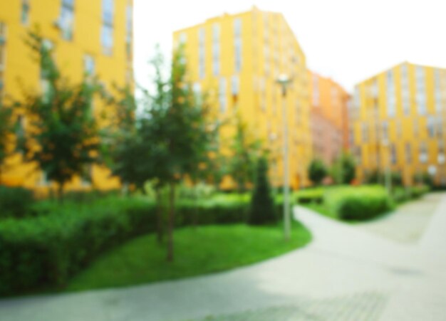 Photo blurred view of modern colorful buildings