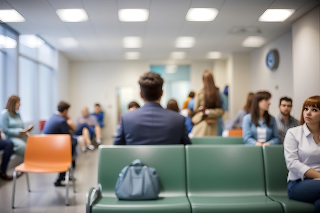 Blurred view of people in a waiting room