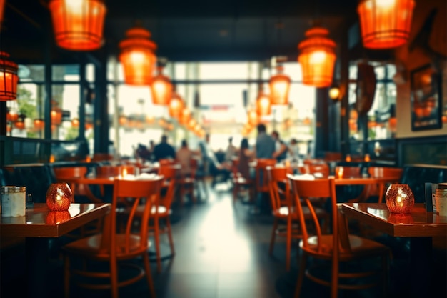 Photo blurred vintage cafe restaurant interior offers a captivating abstract background