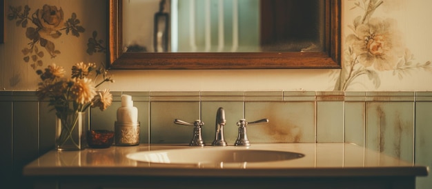 Blurred vintage filter on bathroom vanity