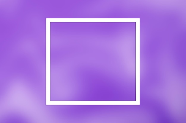 Blurred violet and purple background with white square frame Defocused art abstract pearl lavender gradient backdrop