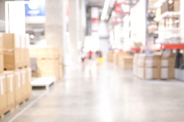 Blurred warehouse with bokeh light