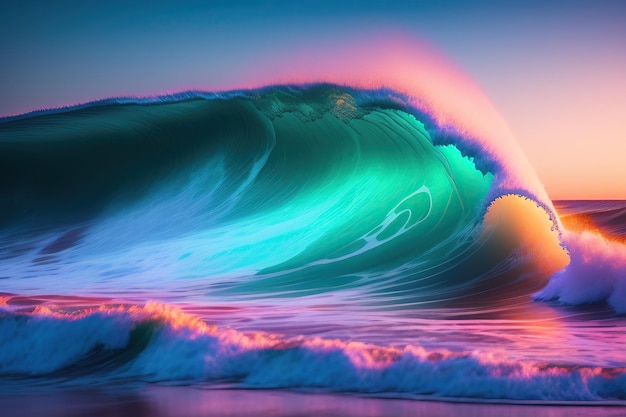 Blurred Waves and Soft Neon Lights