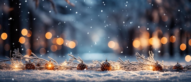 Blurred winter background with Christmas decorations Generative AI