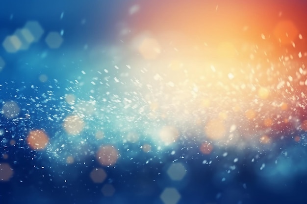 A blurred winter snowing sky abstract background with bokeh glow illustration ai generative