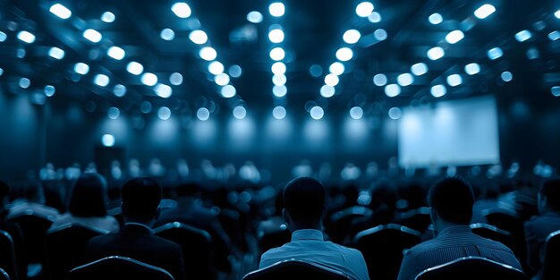 Blurry background of a conference or seminar room in a business event Concept Business Event Conference Room Blurry Background Professional Setting