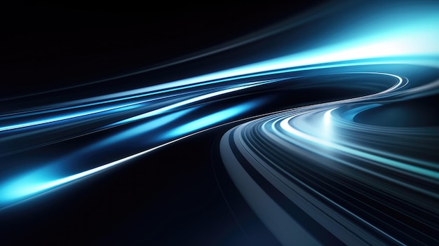 Blurry glowing wave and neon lines abstract 3d wallpaper background Generative AI