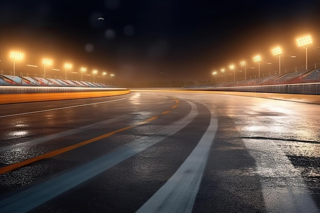 Размытое освещение и ночные огни движения автомобиля размывают скорость и динамику