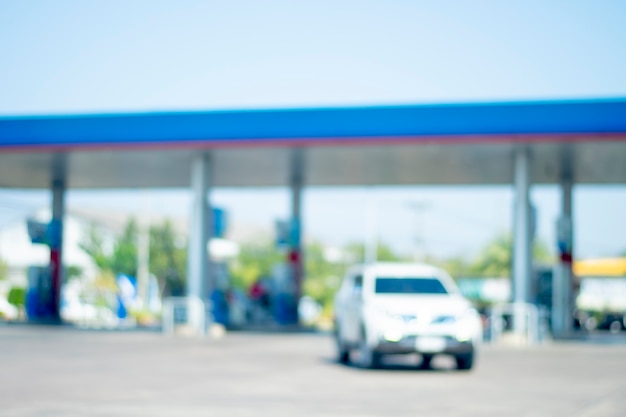 Blurry image of a gas station