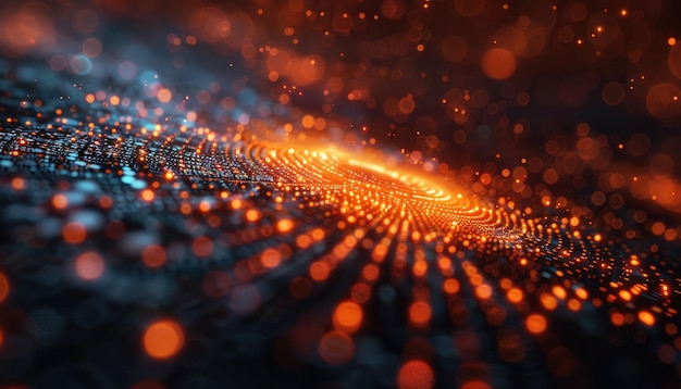 Размытое изображение светящегося оранжевого круга с черным фоном, сгенерированное искусственным интеллектом