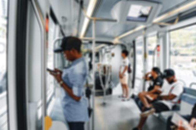 Blurry image of a passenger subway train