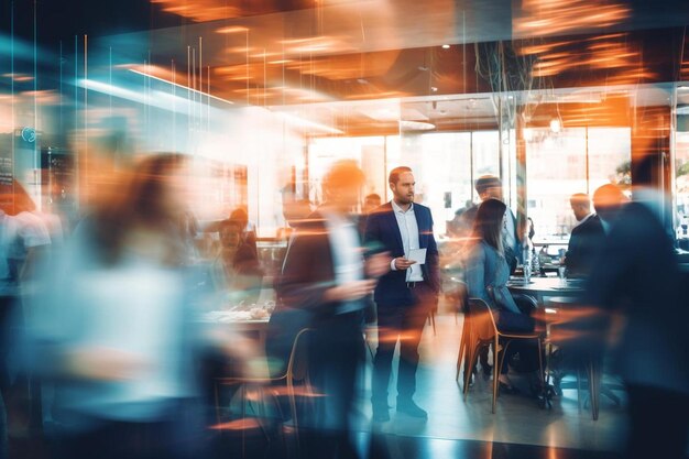 Photo a blurry image of people in a restaurant with a blurry background