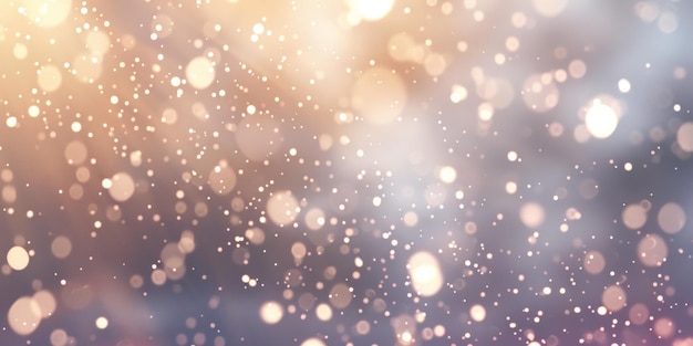 A blurry image of snowflakes with a warm golden hue