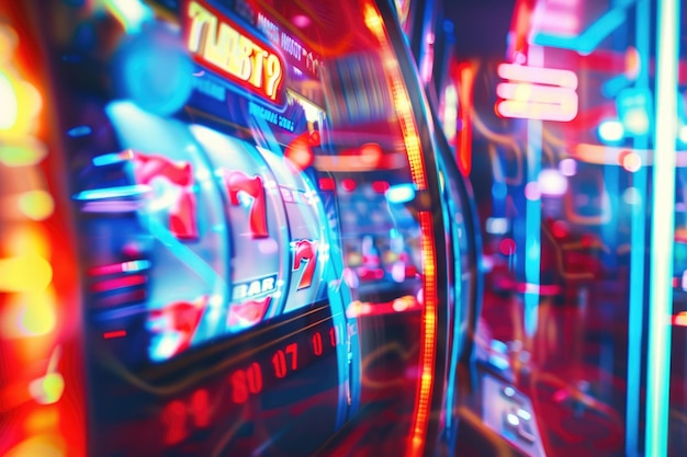 Blurry Las Vegas casino slot machine background image | Premium  AI-generated image