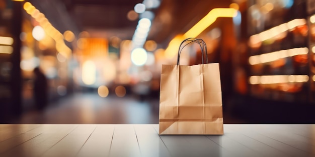 Blurry marketplace ambiance featuring shopping bags