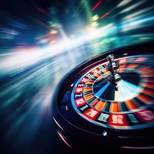 Blurry motion background and spinning roulette Perfect for casino themes Vibrant colors and dynamic movement Generative ai