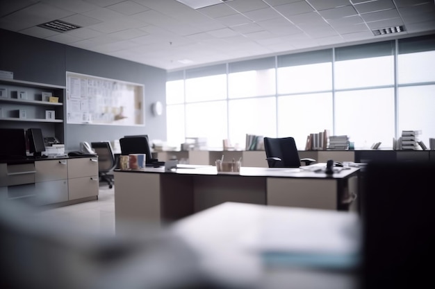 Blurry scene business office background Lobby reception hall interior or empty indoor meeting