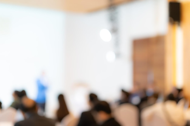 Blurry seminar hall with audience student in it This room are arranged by round circle group