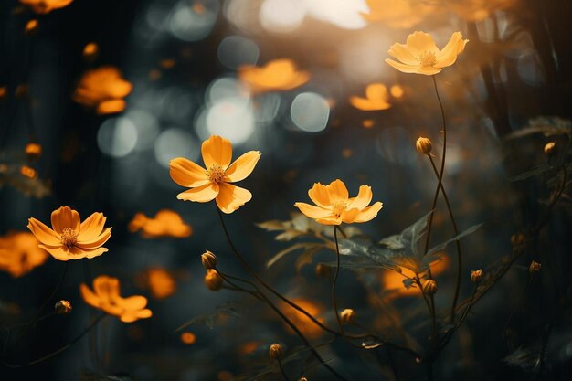 写真 自然の中の花のぼんやりした景色