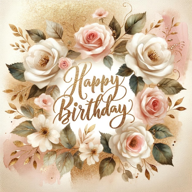 Blush and Gold Chic Birthday Greetings