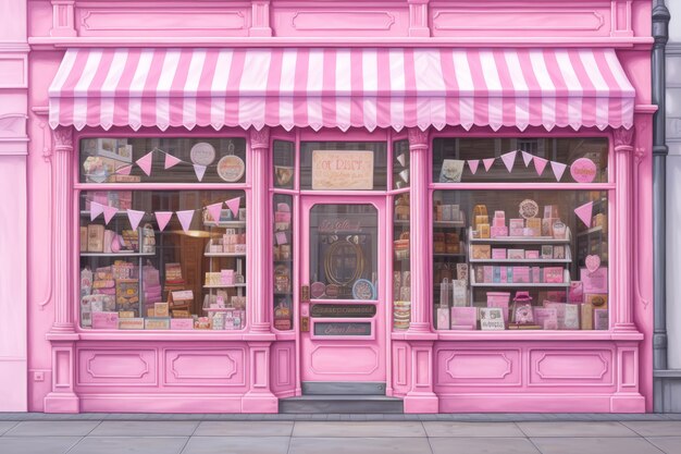 Blush Haven Een levendig portret van de roze winkelfront 98