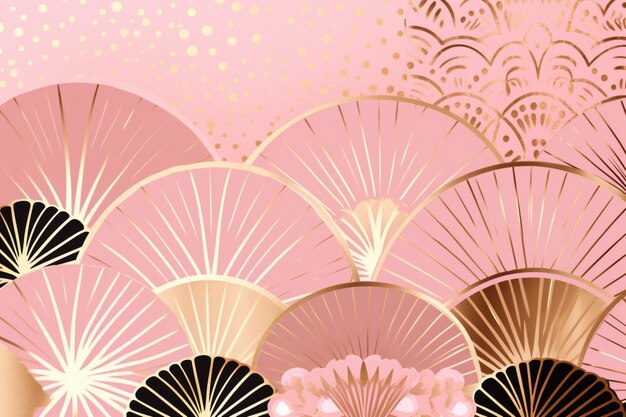 A blush pink background with a gold foil pattern