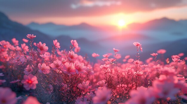 Blush Pink Pastel Sunset Over Mountains Wallpaper
