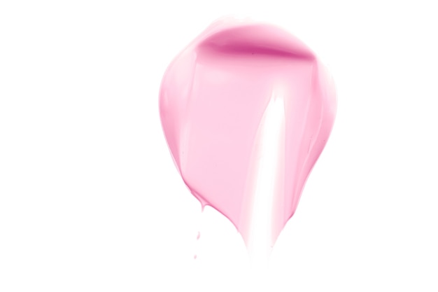 Blush roze schoonheid cosmetische textuur geïsoleerd op een witte achtergrond vlekkerige make-up emulsie crème uitstrijkje ...