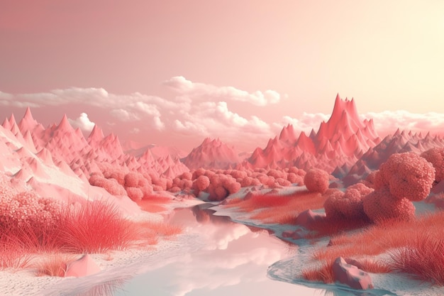 A blushcolored landscape