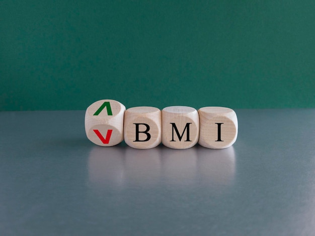 BMI big mac index symbool Concept woorden BMI big mac index op houten kubussen